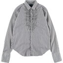 古着 ラルフローレン Ralph Lauren RALPH LAUREN ストライプ柄 長袖 フリル ブラウス レディースM相当 /eaa488835 【中古】...