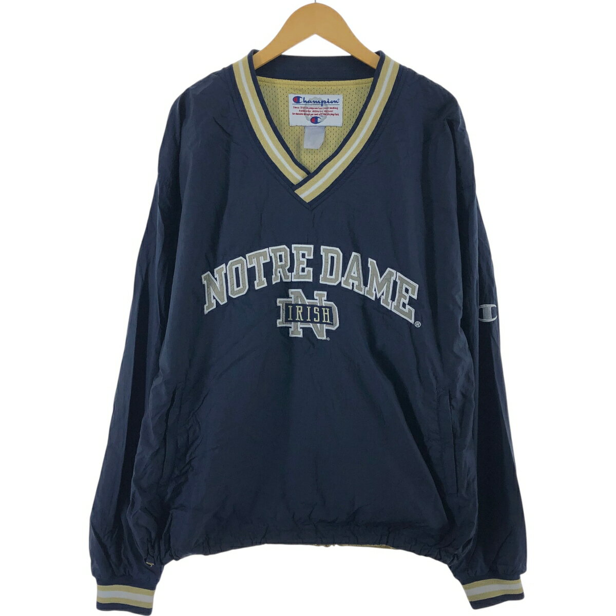 古着 ビッグサイズ 90'S チャンピオン Champion IRISH ノートルダム大学 アイリッシュ Vネック ウォームアッププルオーバー メンズXXXL相当 ヴィンテージ /eaa494265 【中古】 【241202】 【ss2601_50】
