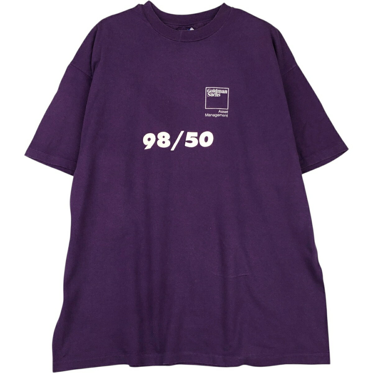 樂天商城 - 古着 90'S ヘインズ Hanes Goldman Sachs ゴールドマンサックス アドバタイジングTシャツ USA製 メンズXL相当 ヴィンテージ /eaa495088 【中古】 【260322】 パープル系 春夏秋