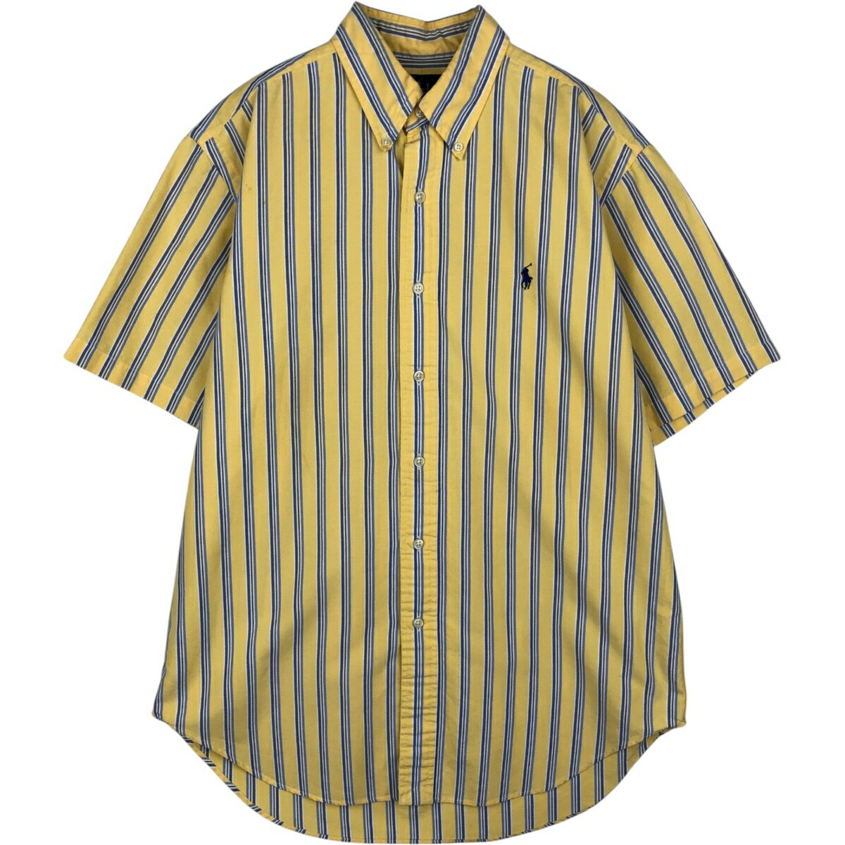 樂天商城 - 古着 ラルフローレン Ralph Lauren CLASSIC FIT マルチストライプ 半袖 ボタンダウン ストライプシャツ メンズM相当 /eaa495224 【中古】 【260323】 イエロー系 春夏