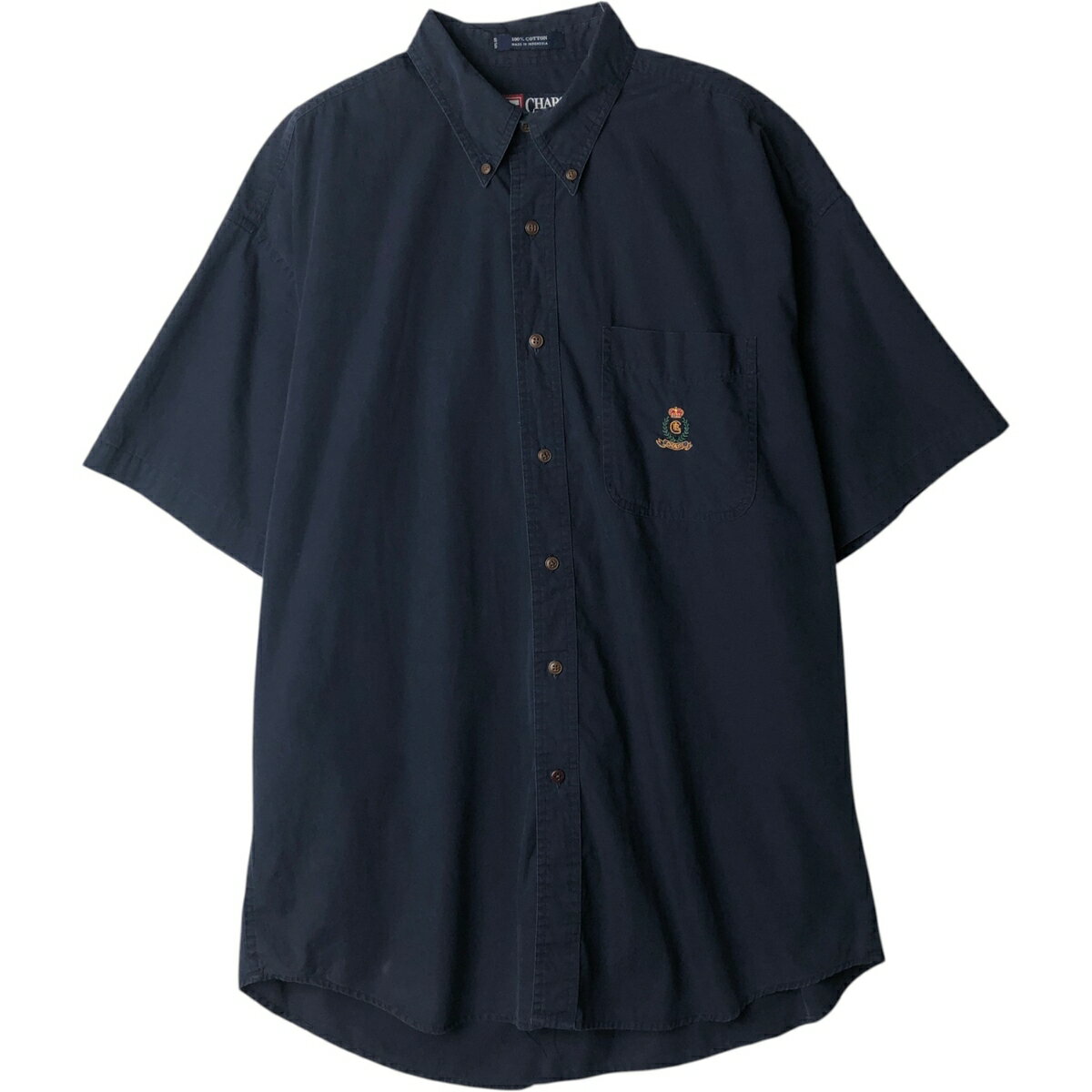 Rakuten - 古着 ラルフローレン Ralph Lauren CHAPS チャップス 半袖 ボタンダウンシャツ メンズL相当 /eaa495236 【中古】 【260329】 ネイビー系 春夏