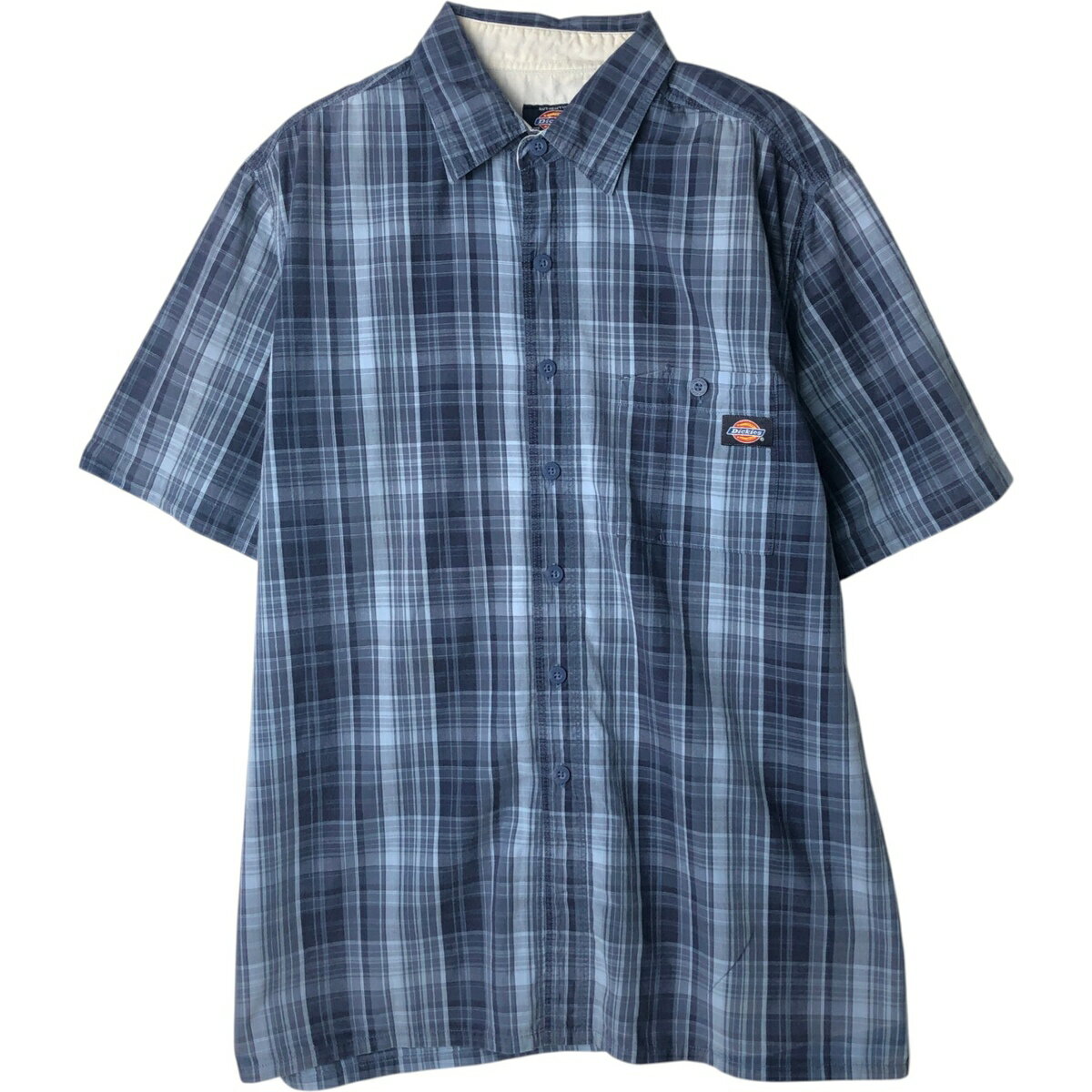 Rakuten - 古着 ディッキーズ Dickies 無地 半袖 ワークシャツ メンズL相当 /eaa495253 【中古】 【260329】 ブルー系 春夏
