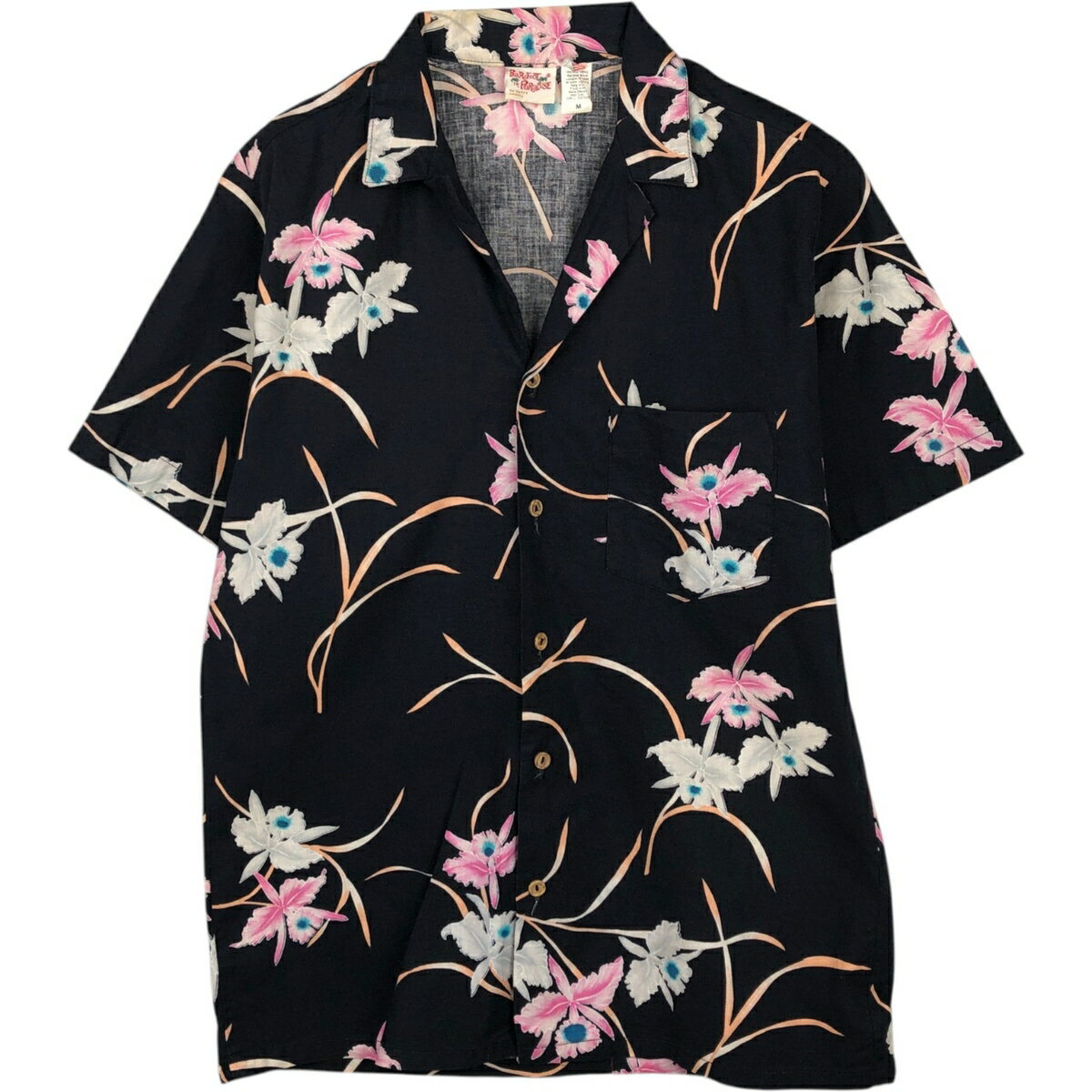 古着 80'S Barefoot in Paradise 花柄 オープンカラー ハワイアンアロハシャツ ボックスシャツ メンズM相当 ヴィンテージ /eaa495262 【中古】 【260322】