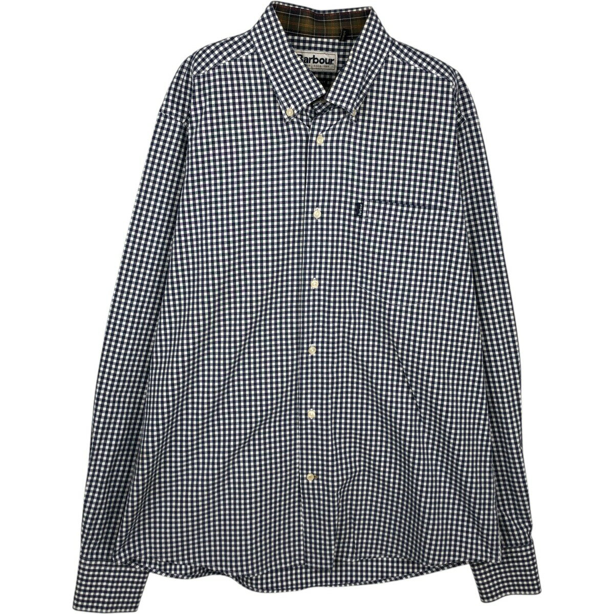 古着 バブアー Barbour TAILORED FIT 長袖 ボタンダウンチェックシャツ メンズL相当 /eaa495571 【中古】 【260321】 ネイビー系 春夏..