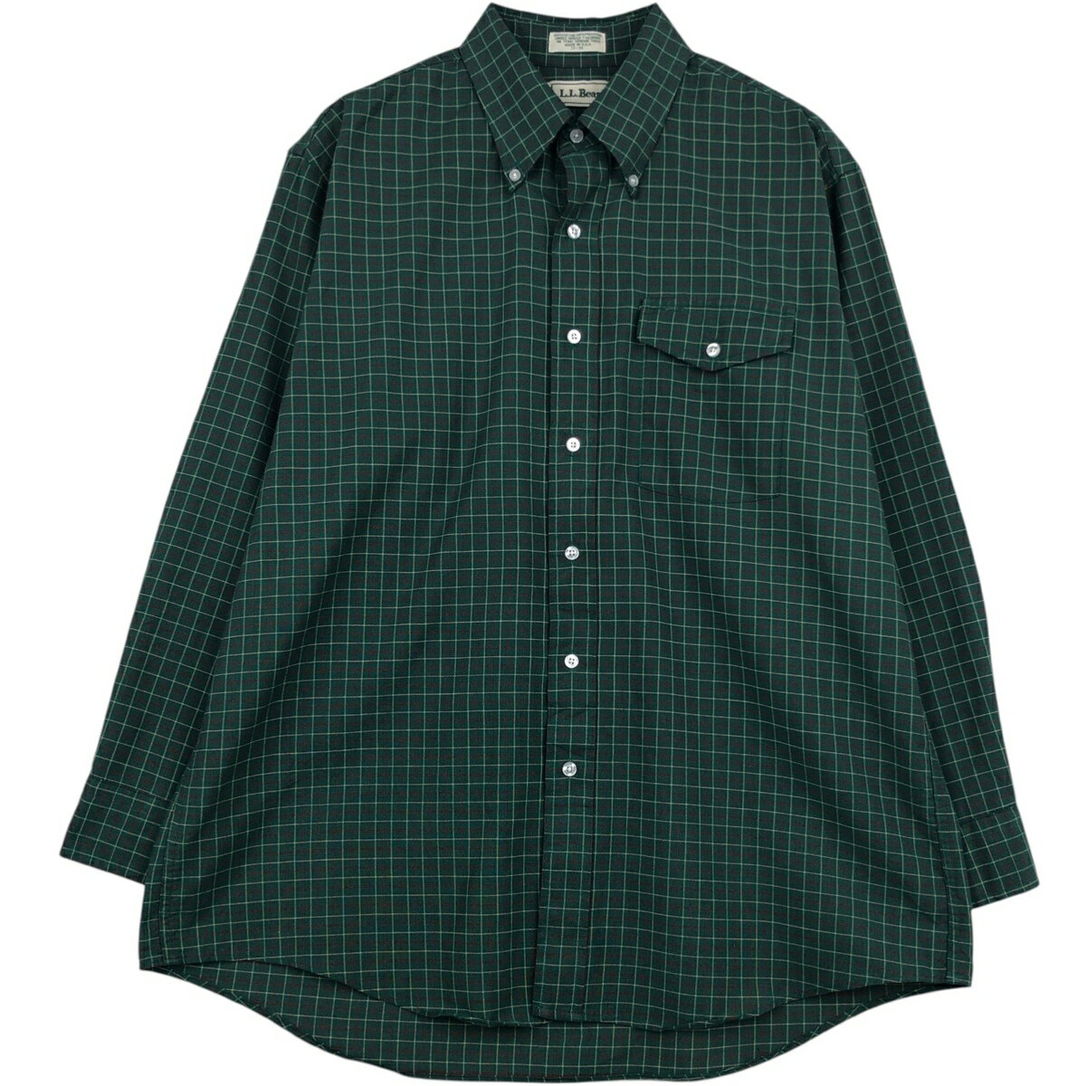 樂天商城 - 古着 80'S エルエルビーン L.L.Bean 長袖 ボタンダウンチェックシャツ USA製 メンズXXL相当 ヴィンテージ /eaa495576 【中古】 【260321】 グリーン系 春夏秋冬