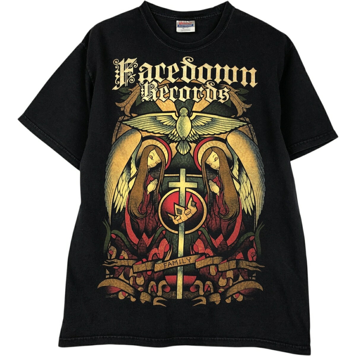 樂天商城 - 古着 ヘインズ Hanes Facedown Records バンドTシャツ バンT メンズM相当 /eaa495759 【中古】 【260322】 ブラック系 春夏秋