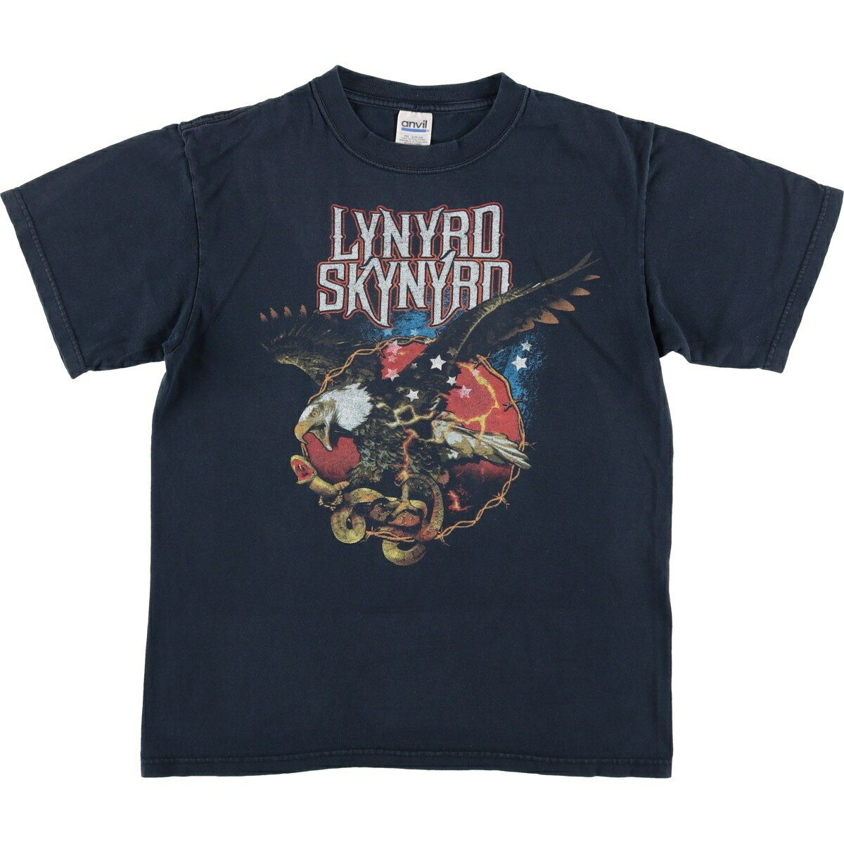 古着 アンビル Anvil LYNYRD SKYNYRD レーナードスキナード 鷲柄 イーグル柄 バンドTシャツ バンT メンズM相当 /eaa495910 【中古】 【260323】 ブラック系 春夏秋