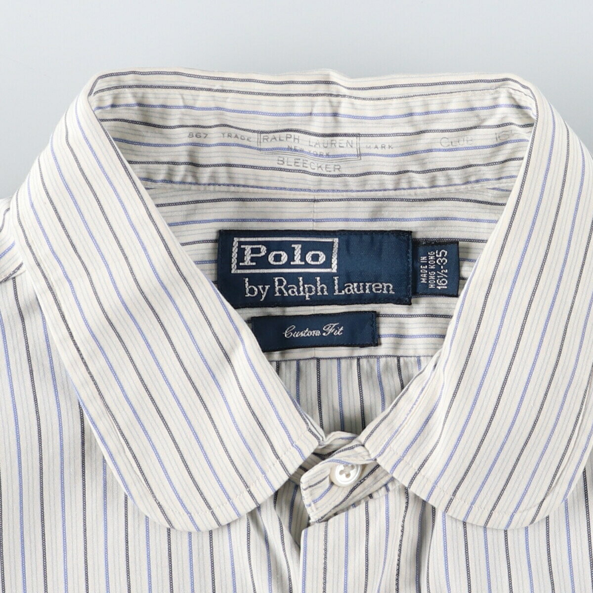 古着 ラルフローレン Ralph Lauren CUSTOM FIT ストライプ柄 ラウンドカラー 長袖 ボタンダウンストライプシャツ メンズL相当 /eaa496056 【中古】 【241026】 【SS2506_30】