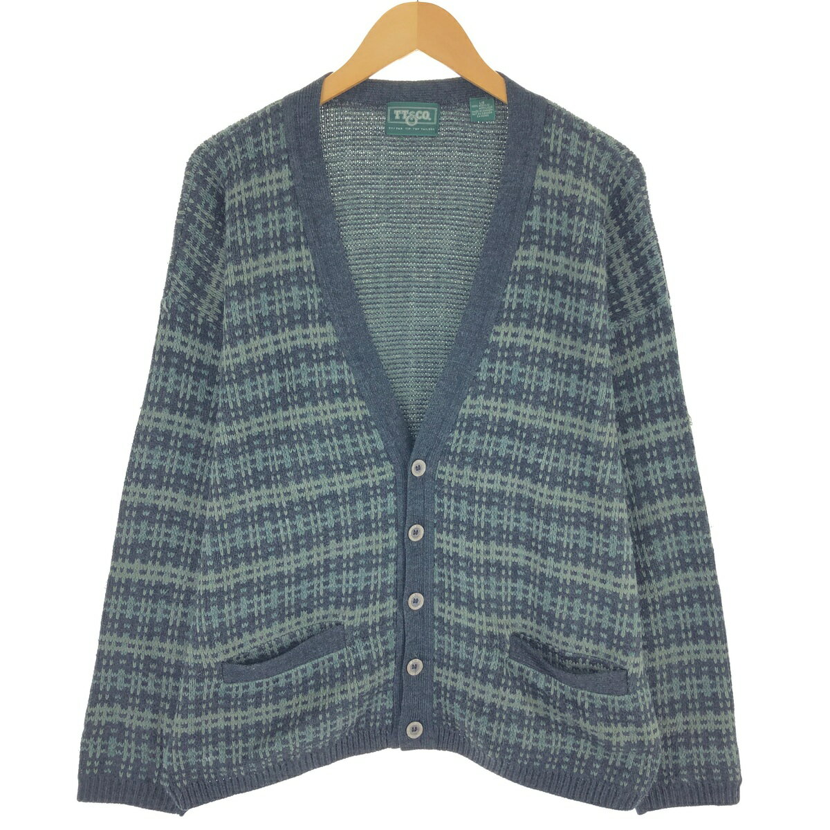 古着 90'S~ TT＆CO. 総柄 アクリルニットカーディガン カナダ製 メンズL相当 ヴィンテージ /eaa497338 ..