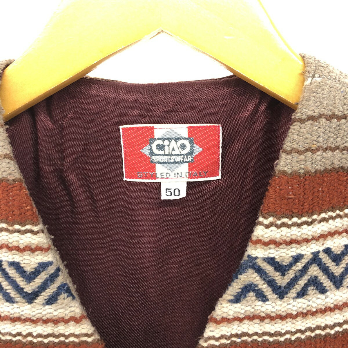 古着 CIAO ネイティブボーダー ベスト イタリア製 メンズL相当 /eaa497652 【中古】 【241126】 【SS2603_50】