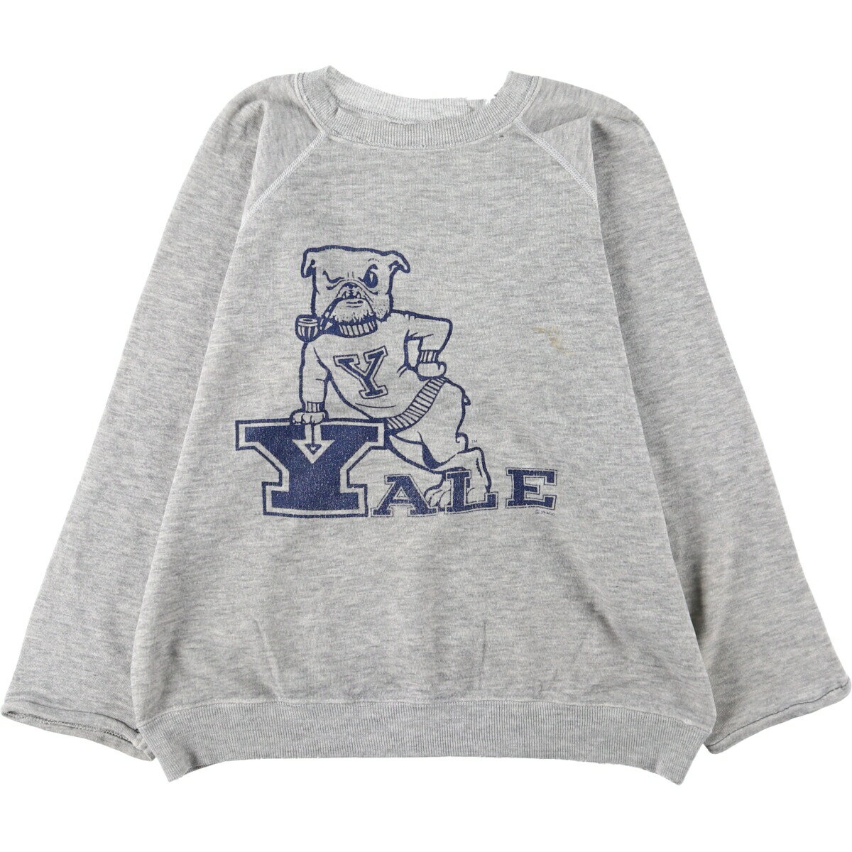 古着 80'S ヘインズ Hanes 青タグ YALE イエール大学 ラグランスリーブ カレッジスウェットシャツ トレーナー USA製 メンズL相当 ヴィンテージ /eaa498440 【中古】 【250201】