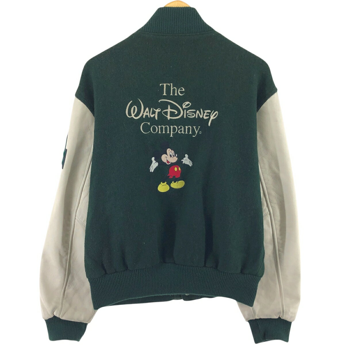 古着 90'S DISNEY MICKEY MOUSE ミッキーマウス 袖革ウールボタンスタジャン バーシティジャケット USA製 メンズXL相当 ヴィンテージ /eaa498560 【中古】 【250121】 【GR-SNS】