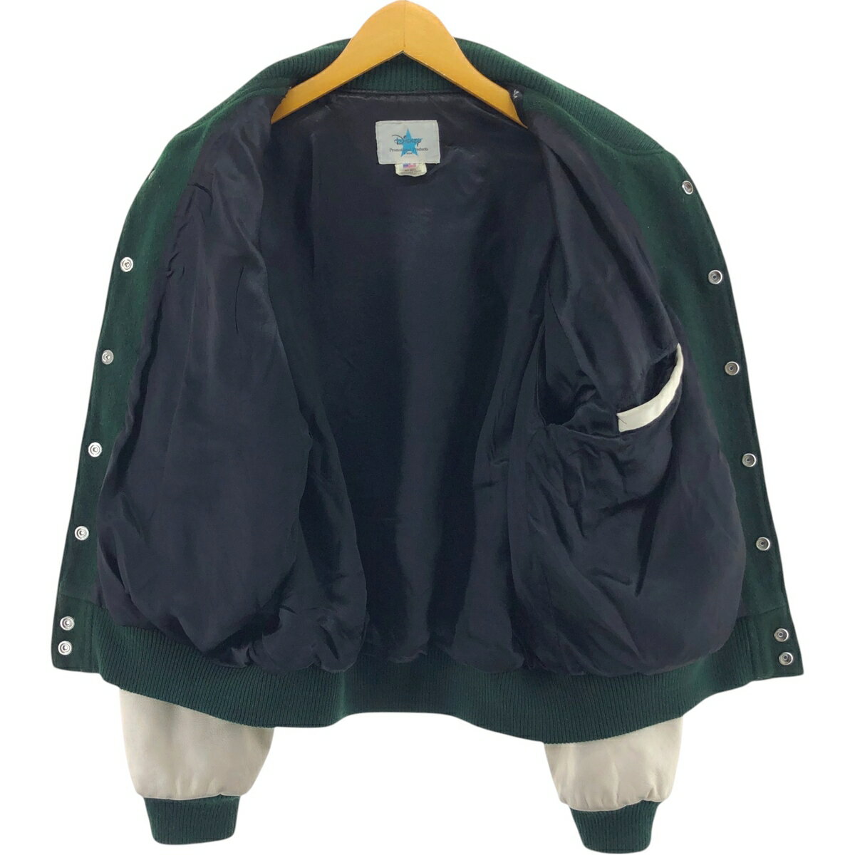 古着 90'S DISNEY MICKEY MOUSE ミッキーマウス 袖革ウールボタンスタジャン バーシティジャケット USA製 メンズXL相当 ヴィンテージ /eaa498560 【中古】 【250121】 【GR-SNS】