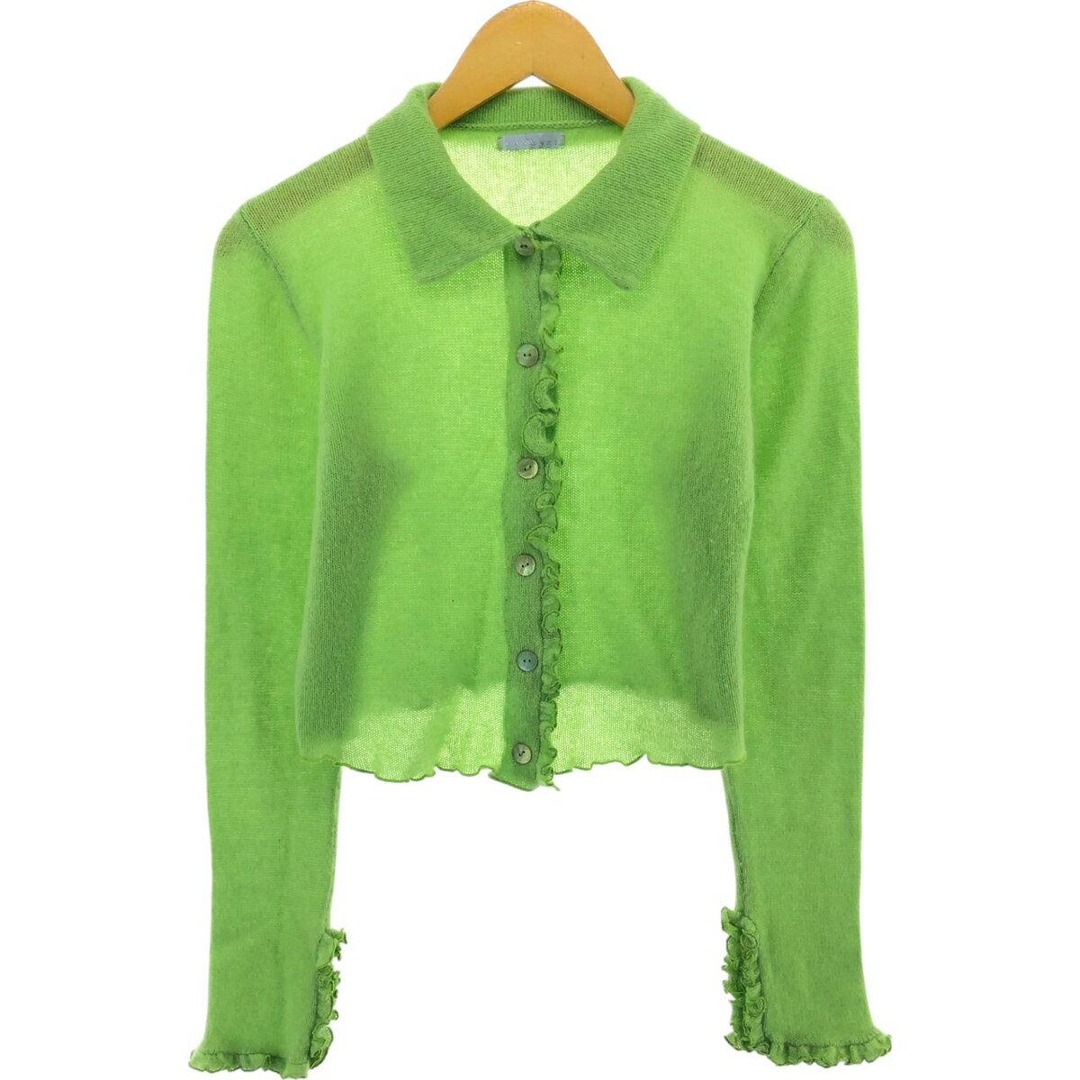 古着 CASMARI クロップド丈 襟付き フリル ニットカーディガン レディースS相当 /eaa498672 【中古】 【250123】 【Elulu/エルル】