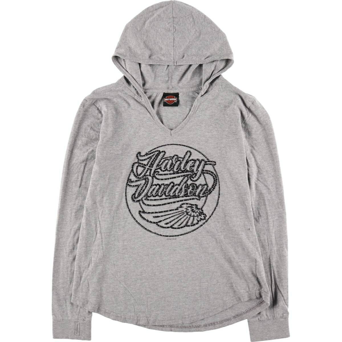 古着 ハーレーダビッドソン Harley-Davidson フード付き Vネック ロングTシャツ ロンT レディースXL相当 /eaa498858 【中古】 【250129】 【ADEL/アデル】 【SS2506_10】