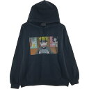 古着 NARUTO ナルト疾風伝 うずまきナルト ラーメン一楽 両面プリント キャラクター スウェットプルオーバーパーカー メンズL相当 /eaa501307 【中古】 【250306】