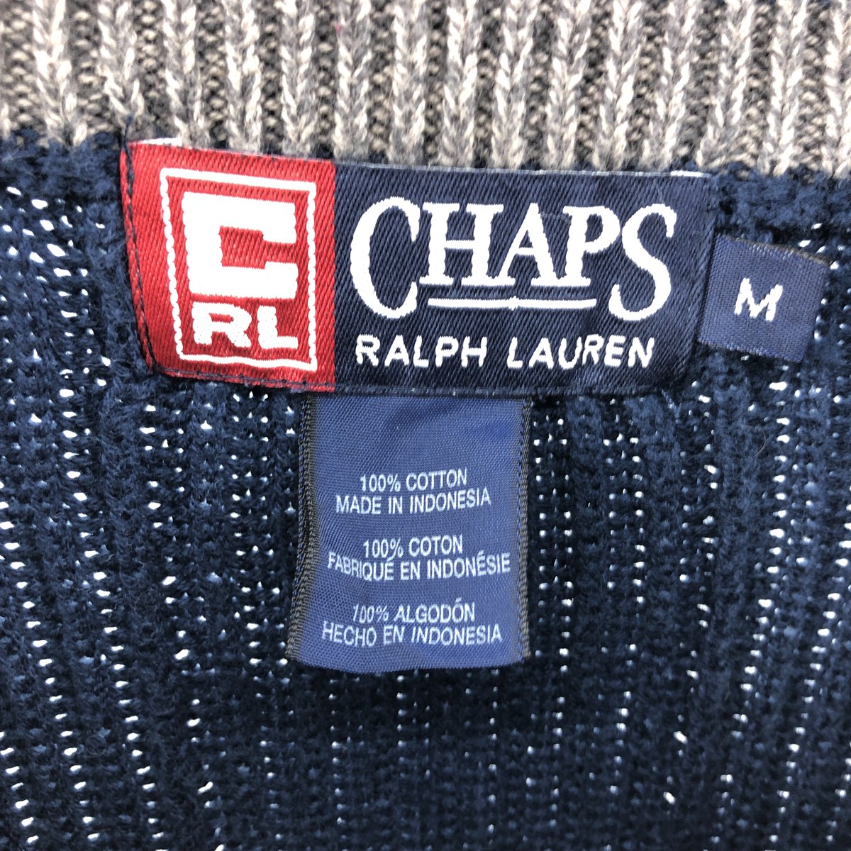 古着 90'S ラルフローレン Ralph Lauren CHAPS チャップス リブ編み コットンニットセーター メンズM相当 ヴィンテージ /eaa501721 【中古】 【250308】 【SS2509_30】