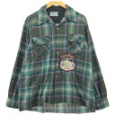 古着 70'S ジェイシーペニー J.C.Penney TOWNCRAFT タウンクラフト チェック柄 オープンカラー ウールボックスシャツ メンズL相当 ヴィ...
