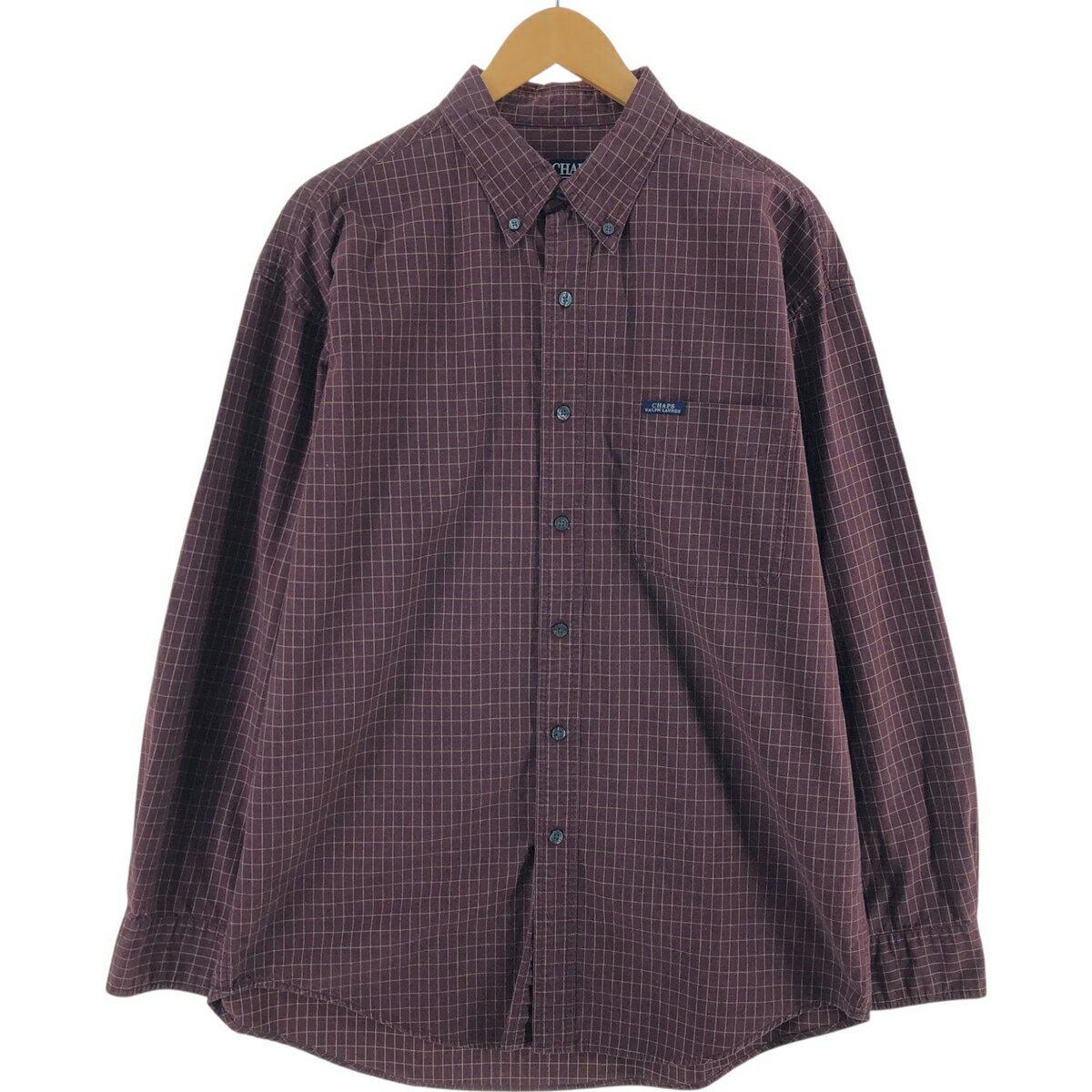 古着 90'S ラルフローレン Ralph Lauren CHAPS チャップス 長袖 ボタンダウンチェックシャツ メンズL相当 ヴィンテージ /eaa505729 【中古】 【241201】