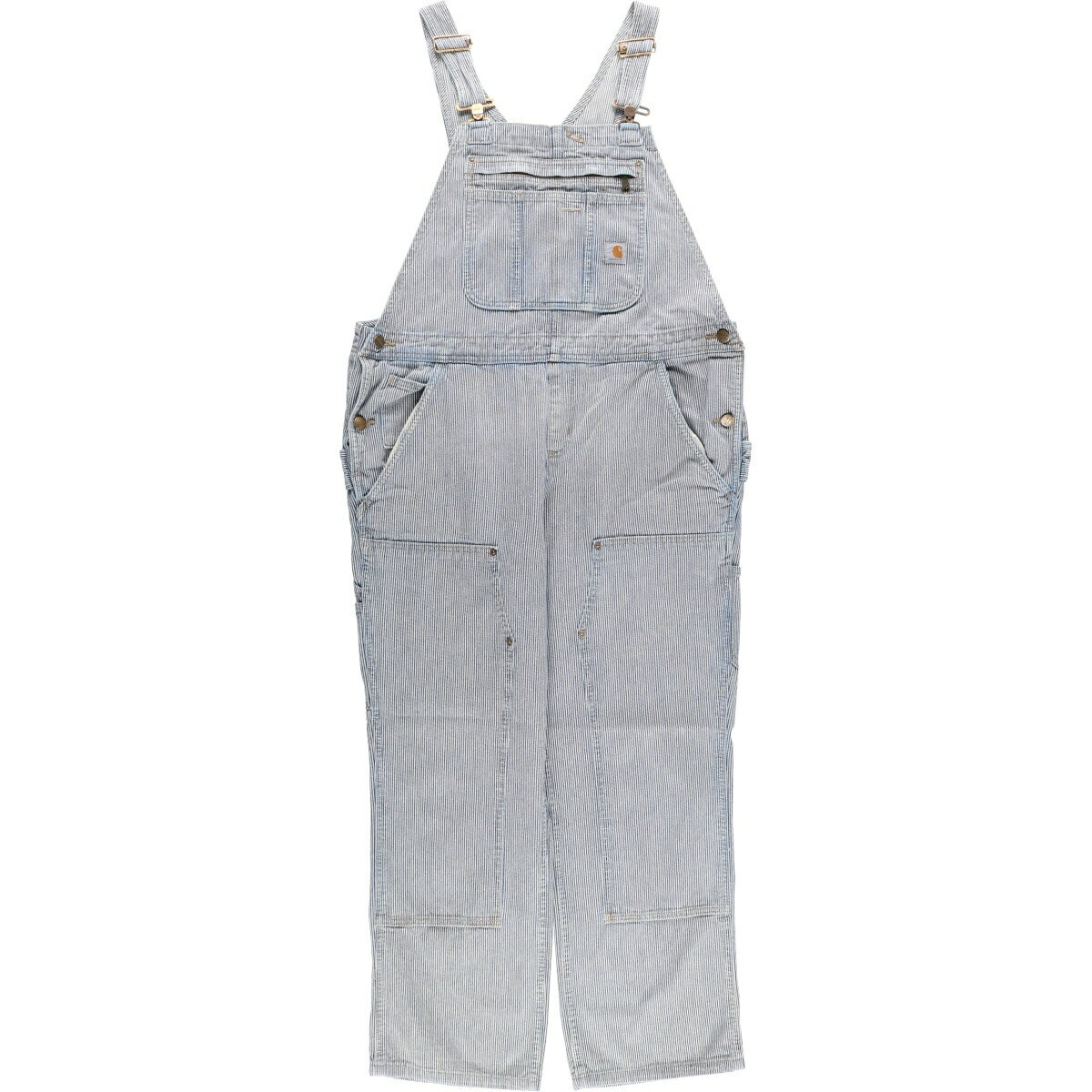 古着 カーハート Carhartt ヒッコリーストライプ ダブルニー デニムオーバーオール メンズw37相当 /eaa506082 【中古】 【241201】