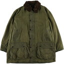 古着 80~90'S バブアー Barbour BORDER ボーダー 旧3ワラント バッジ付き ワックスコットン オイルドジャケット 英国製 C46 メンズXL相当 ヴィンテージ /eaa506643 【中古】 【241213】(4)