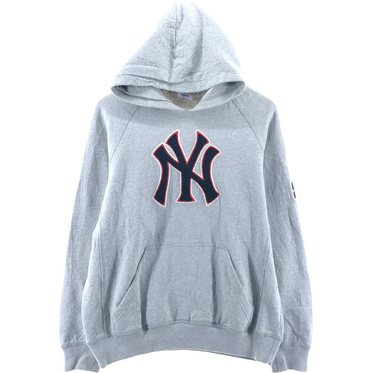古着 マジェスティック Majestic MLB NEW YORK YANKEES ニューヨークヤンキース スウェットプルオーバーパーカー メンズM相当 /eaa5091..