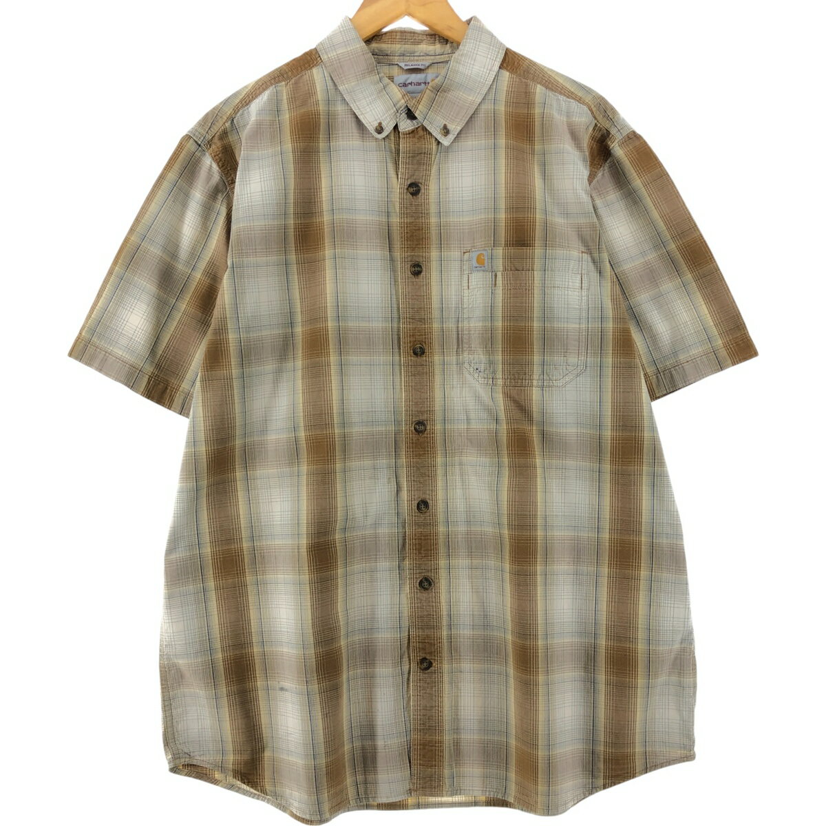 古着 カーハート Carhartt RELAXED FIT チェック柄 ボタンダウン 半袖 ワークシャツ メンズXL相当/eaa509330 【中古】 【250414】 【SS2603_10】