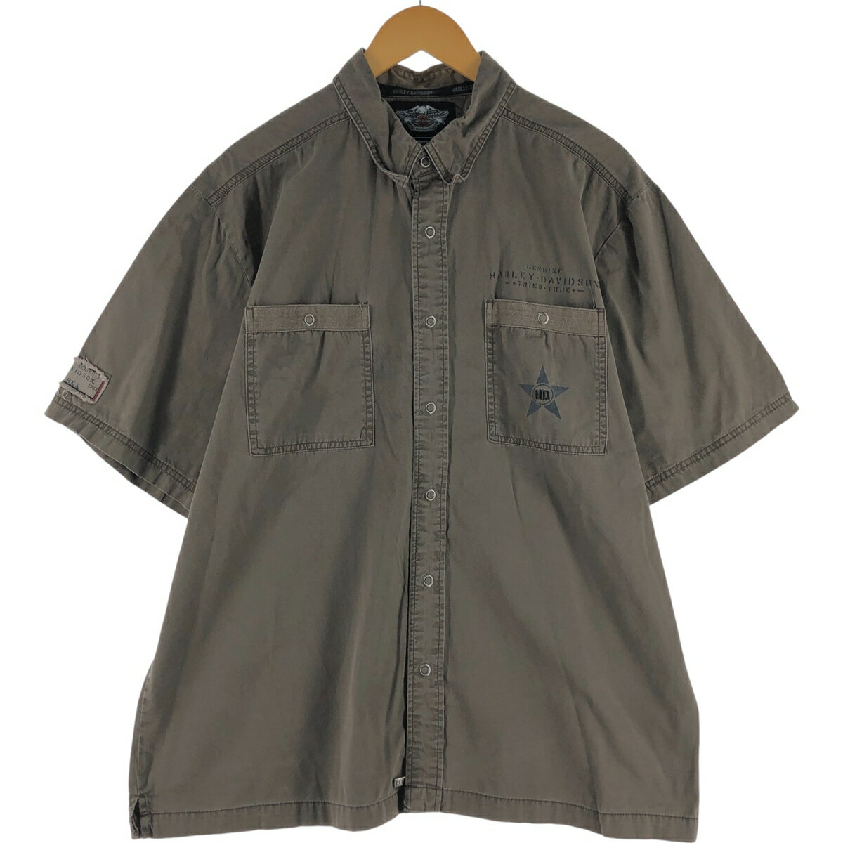 樂天商城 - 古着 ハーレーダビッドソン Harley-Davidson 隠しボタンダウン 半袖 ワークシャツ ボックスシャツ メンズXL相当 /eaa509369 【中古】 【250415】 【SS2603_50】