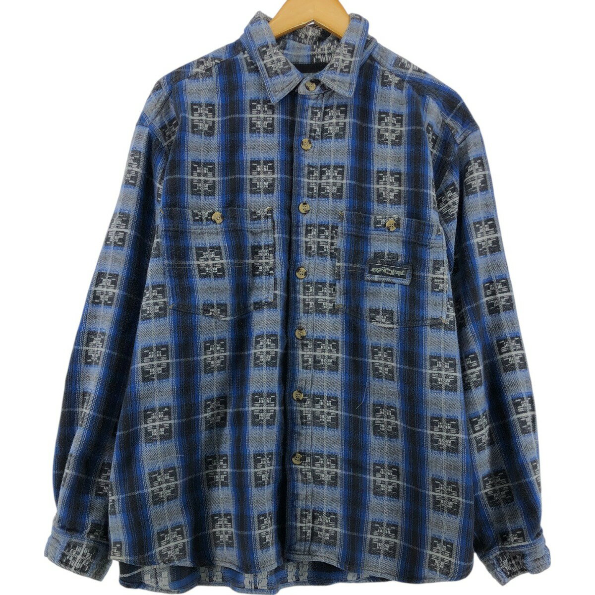 古着 90'S リップカール RIP CURL オンブレチェック ネイティブ柄 長袖 ヘビーネルチェックシャツ メンズL相当 ヴィンテージ /eaa510192 【中古】 【250122】