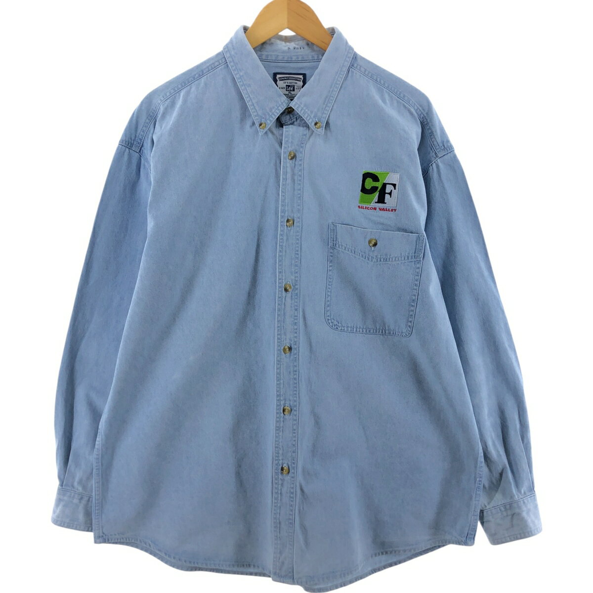 古着 90~00'S リー Lee 長袖 ボタンダウンデニムシャツ メンズXL相当 ヴィンテージ /eaa510620 【中古】 【241230】 【ss2601_30】