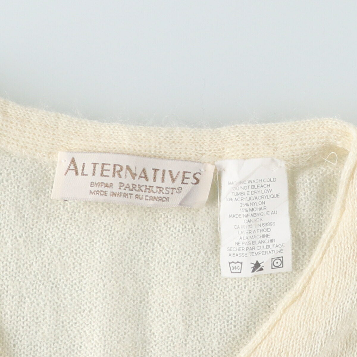 古着 ALTERNATIVES モヘア混 アクリルニットカーディガン カナダ製 レディースM相当 /eaa513379 【中古】 【250206】 【ADEL/アデル】 【SS2509_30】