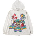 古着 90'S JERRY LEIGH LOONEY TUNES ルーニーテューンズ キャラクター スウェットプルオーバーパーカー USA製 レディースXL相当...