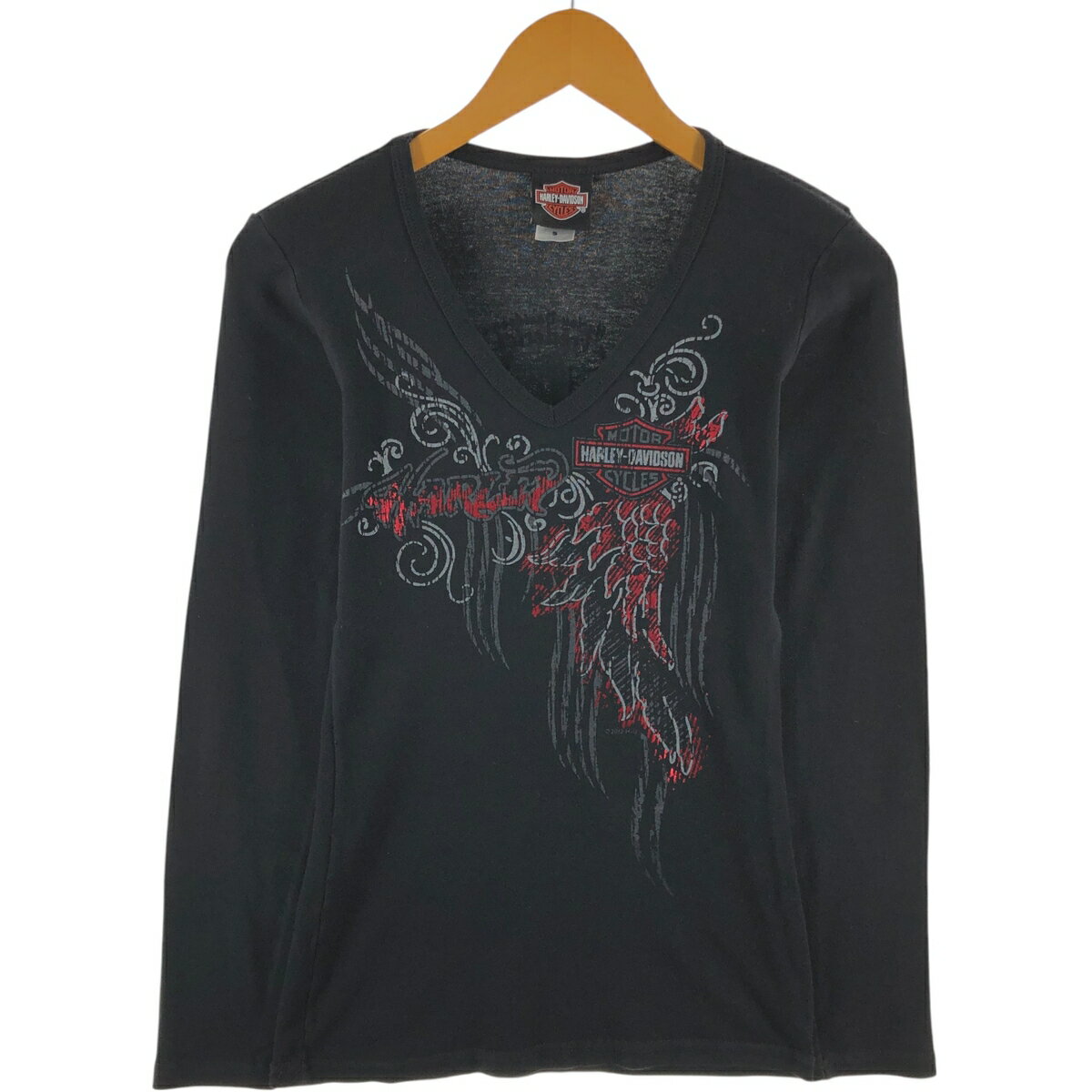 古着 ハーレーダビッドソン Harley-Davidson Vネック ロングTシャツ ロンT USA製 レディースS相当 /eaa515029 【中古】 【250208】 【Elulu/エルル】 【ss2601_10】