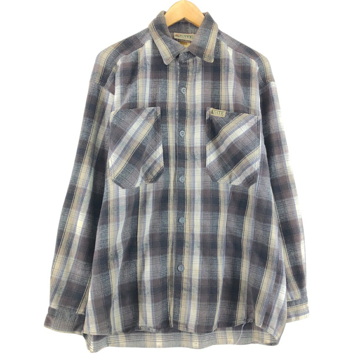 古着 GATE JEANS 長袖 フランネルチェックシャツ USA製 メンズL相当 /eaa515111 【中古】 【250208】 【ss2601_30】...