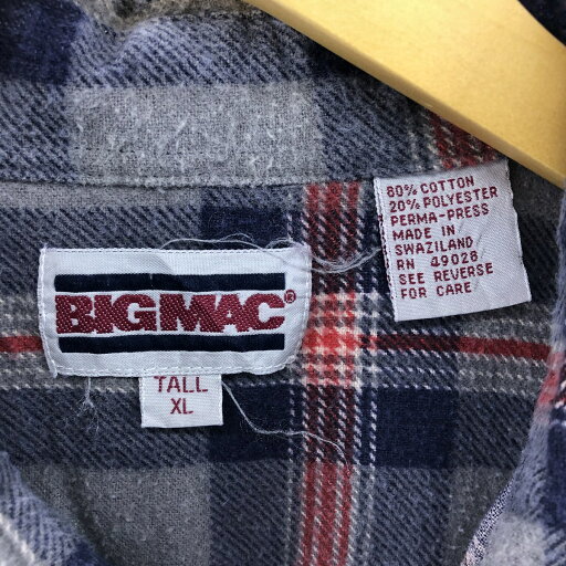 古着 80'S ビッグマック BIG MAC 長袖 ライトネルチェックシャツ メンズXL相当 ヴィンテージ /eaa515312 【中古】 【250209】 【GR-SNS】
