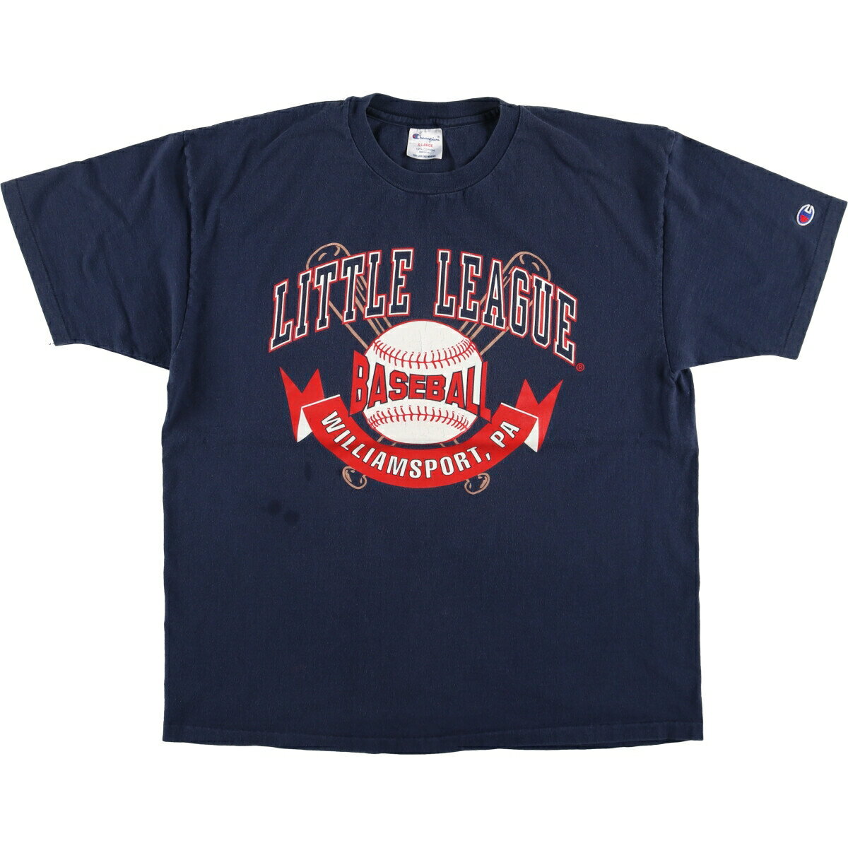 樂天商城 - 古着 90'S チャンピオン Champion LITTLE LEAGUE リトルリーグ スポーツTシャツ USA製 メンズXL相当 ヴィンテージ /eaa520425 【中古】 【250224】 【SS2603_10】 ネイビー系 春夏秋