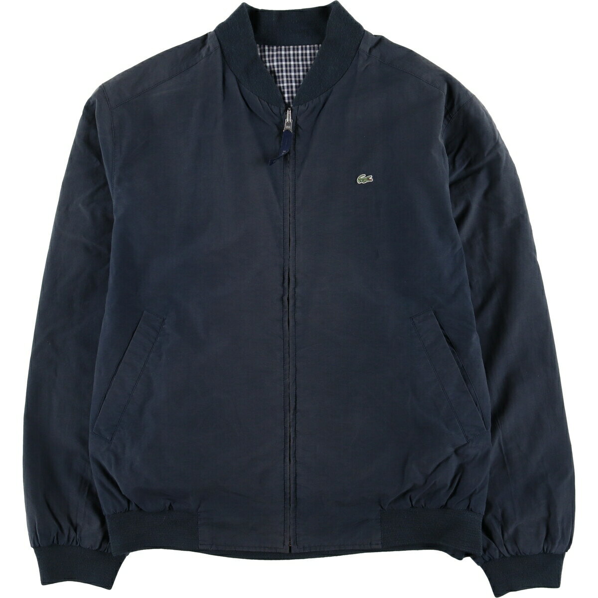 ラコステ リバーシブルジャケット メルトンウール チェック柄 ワニロゴ LACOSTE ラコステ チェック柄 リバーシブル ブルゾン メンズXL相当