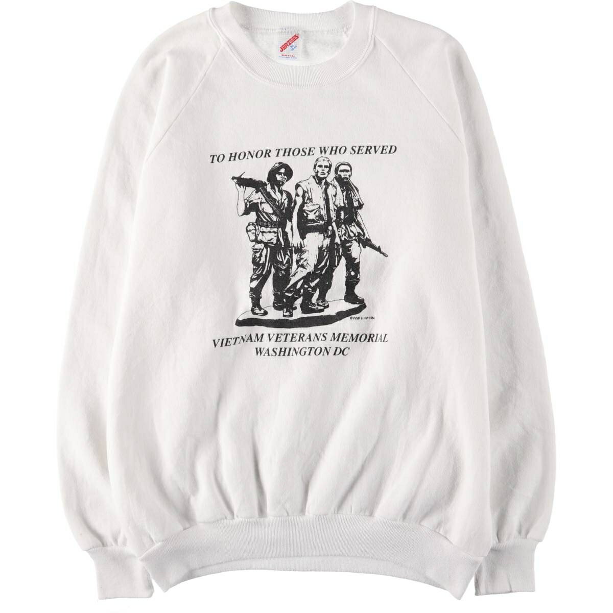 古着 90'S ジャージーズ Jerzees Vietnam Veterans Memorial ベトナム戦争戦没者慰霊碑 ラグランスリーブ プリントスウェットシャツ トレーナー USA製 メンズXL相当 ヴィンテージ /eaa522967 【中古】 【250306】 【GR-SNS】