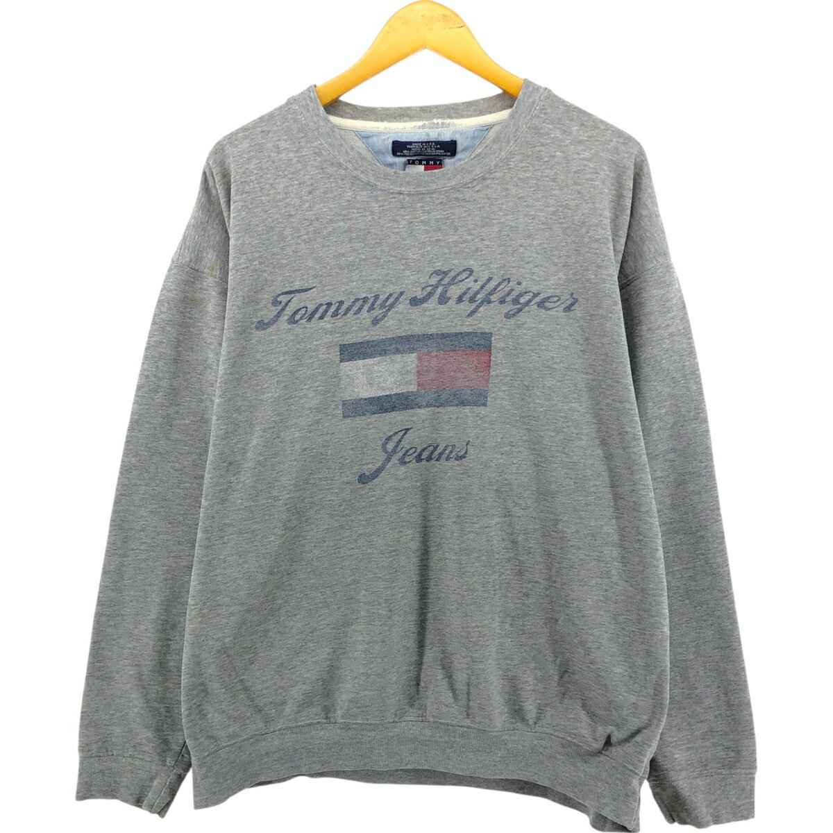 古着 90'S トミーヒルフィガー TOMMY HILFIGER JEANS ロゴスウェットシャツ トレーナー USA製 メンズXL相当 ヴィンテージ /eaa522972 【中古】 【250303】
