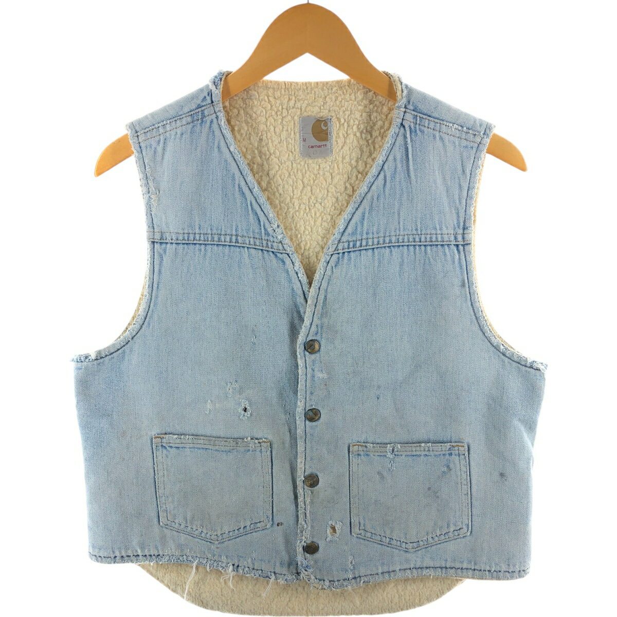 古着 70'S カーハート Carhartt バットダイ デニムボアベスト メンズM相当 ヴィンテージ /eaa523634 【中古】 【250314】 【SS...
