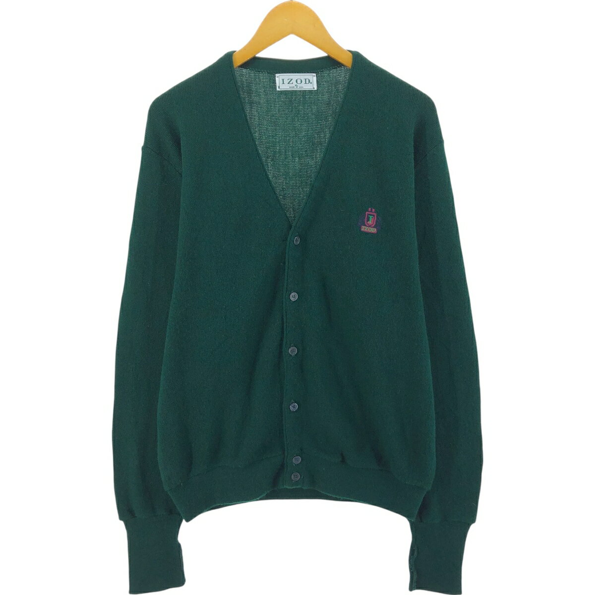商品詳細 ブランド・IZOD・アイゾッド・ 特徴・長袖・ヴィンテージ・ モデル/形状・アクリルニットカーディガン・ 素材・不明・ 色・グリーン系 濃緑・ 柄・無地・ワンポイント・ 生産国・USA製・ 年代・90年代・ サイズ・表記サイズ:XL・着丈:65.5cm・身幅:60.5cm・肩幅:50cm・袖丈:73cm・ コンディション・B・ カテゴリ・メンズ・トップス・カーディガン・ 商品番号・eaa525065・ 取扱店・・ スタッフコメント素材表記不明ですが恐らくアクリルだと思われます。IZOD アクリルニットカーディガン / 商品番号 eaa525065 USEDですので使用感などございますが、まだまだご愛用していただけます。 古着という事をご理解の上ご注文よろしくお願いします。※状態は当社独自の基準です。 表記サイズ着丈身幅肩幅袖丈 XL(※着用感、表記サイズは目安です。)65.5cm60.5cm50cm73cm ※測定値の若干の誤差はご了承下さい。サイズガイドはこちら ブランドIZODアイゾッド 特徴長袖 / ヴィンテージモデル/形状アクリルニットカーディガン素材不明色グリーン系 濃緑柄無地 / ワンポイント生産国USA製年代90年代カテゴリカーディガン商品番号eaa525065取扱店　　 素材表記不明ですが恐らくアクリルだと思われます。アイゾッドの他の商品を見るカーディガンの他の商品を見る