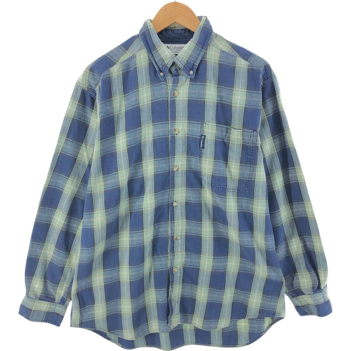 Rakuten - 古着 90~00'S コロンビア Columbia 長袖 ボタンダウン ライトネルシャツ メンズL相当 /eaa525113 【中古】 【250304】 【SS2603_50】