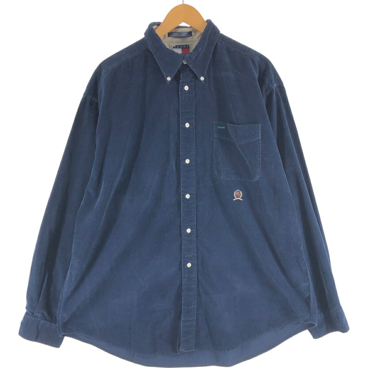 樂天商城 - 古着 90~00'S トミーヒルフィガー TOMMY HILFIGER 長袖 ボタンダウン コーデュロイシャツ メンズXL相当 /eaa525209 【中古】 【250308】 【SS2603_50】 ネイビー系 春夏秋冬
