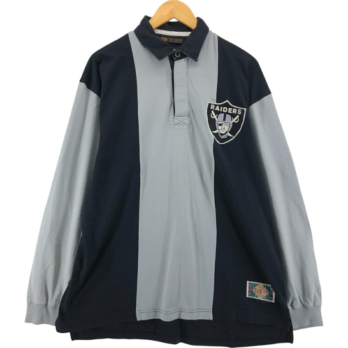 古着 MIRAGE NFL LOS ANGELES RAIDERS ロサンゼルスレイダーズ ストライプ柄 長袖 ラガーシャツ メンズXXL相当 /eaa525487 【中古】 【250412】