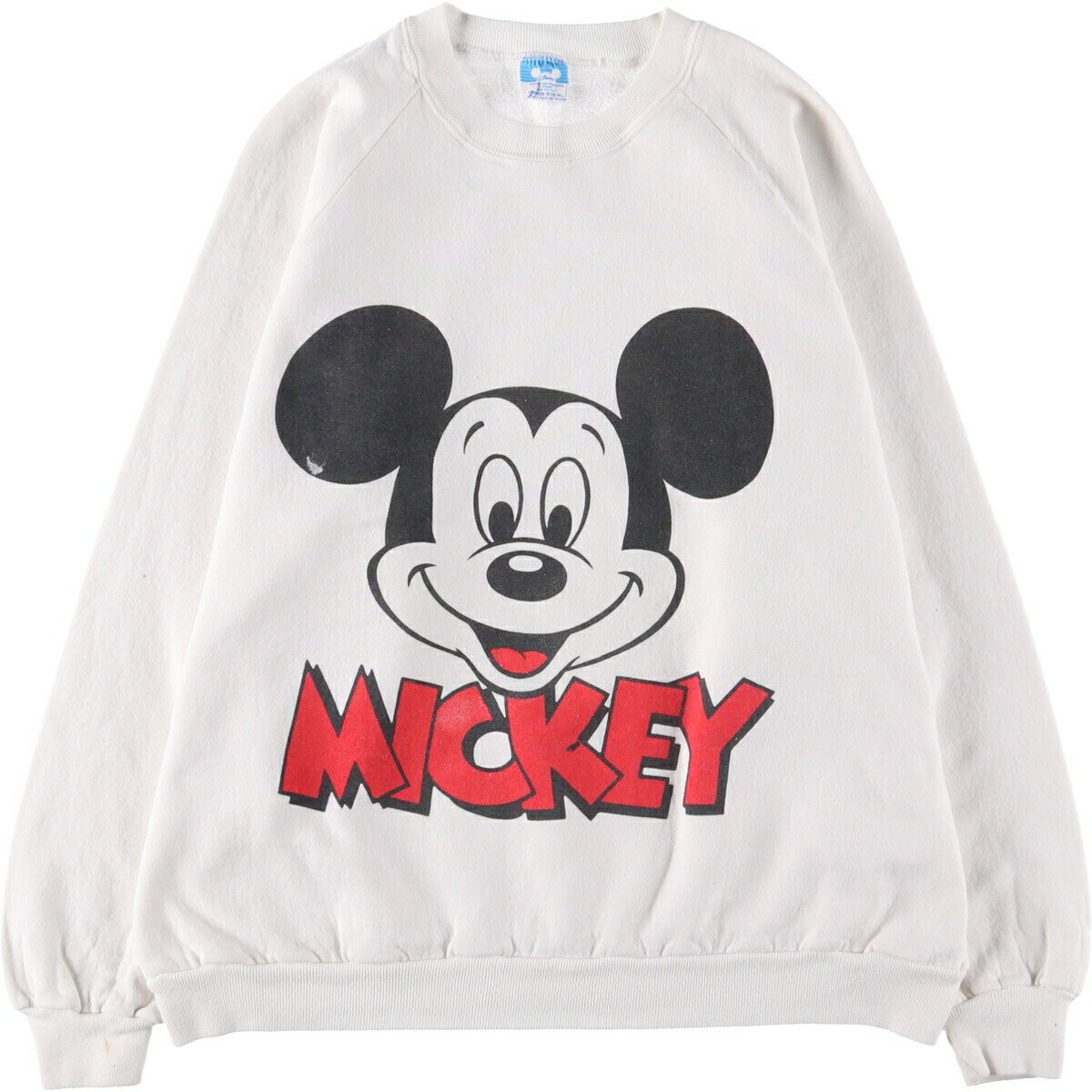 American Casual - 古着 80'S ディズニー DISNEY MICKEY MOUSE ミッキーマウス キャラクタースウェットシャツ トレーナー USA製 メンズL相当 ヴィンテージ /eaa528492 【中古】 【250320】 【SS2603_30】 ホワイト系 春夏秋冬