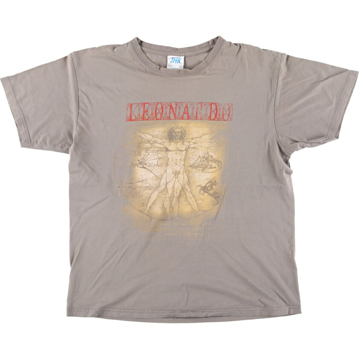 古着 JHK LEONARDO DA VINCI レオナルドダヴィンチ ウィトルウィウス的人体図 アートTシャツ メンズL相当 /eaa529180 【中古】 【250604】