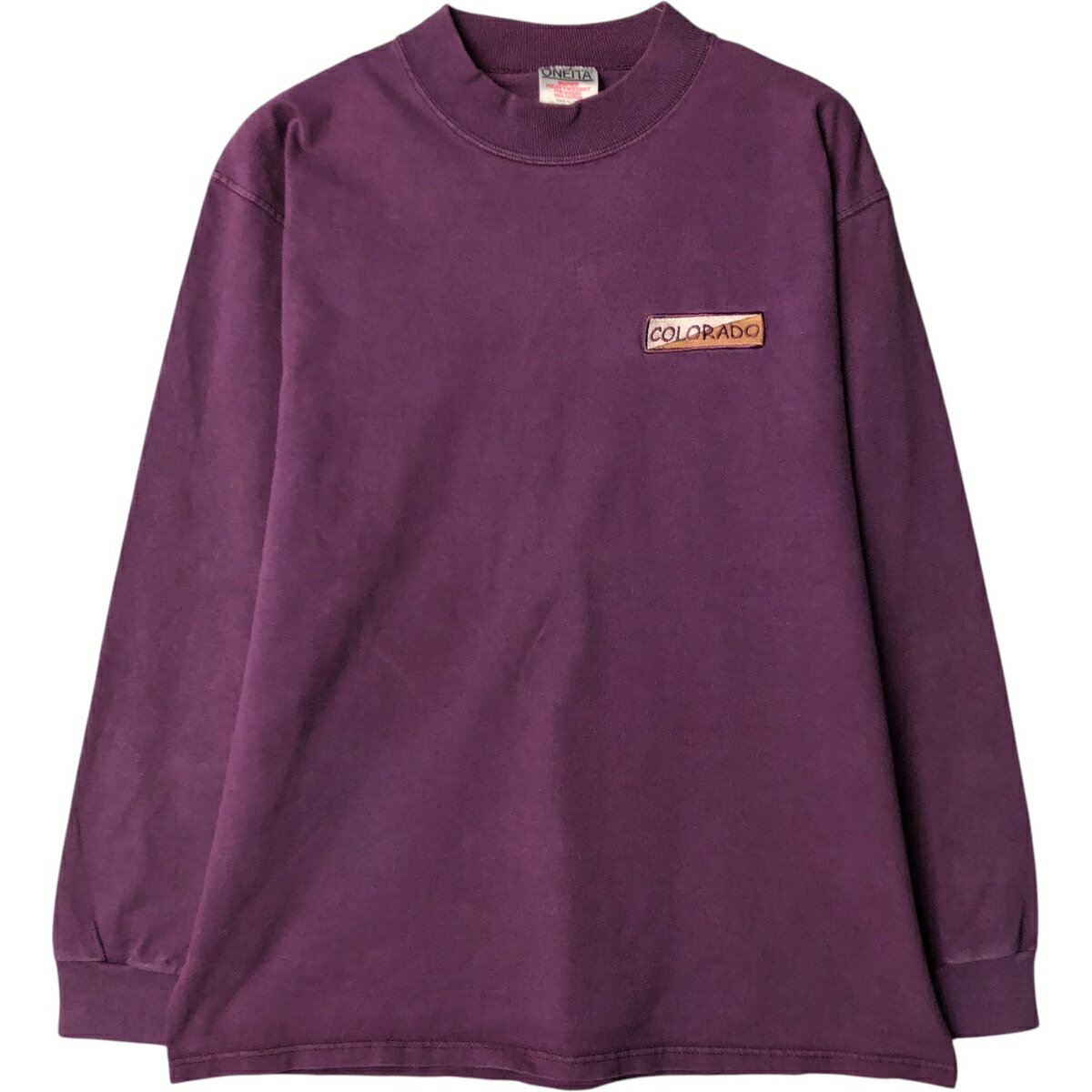 古着 90'S オニータ ONEITA モックネック ロングTシャツ ロンT USA製 メンズL相当 ヴィンテージ /eaa52..