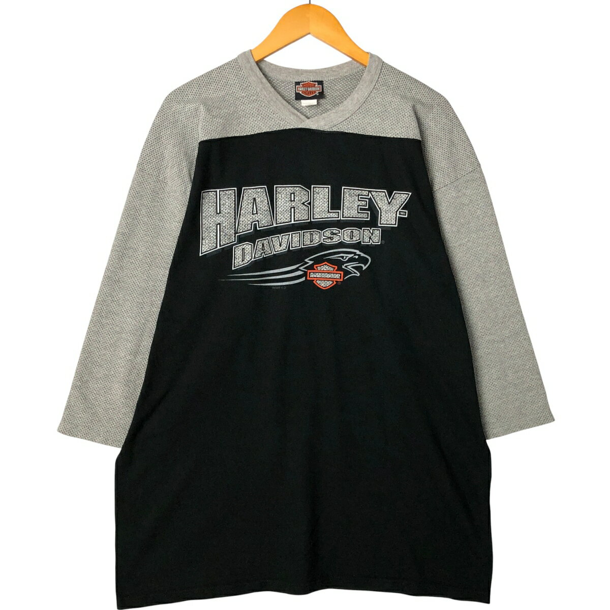 古着 90'S ハーレーダビッドソン Harley-Davidson カジキ柄 七分袖 モーターサイクル ロングTシャツ ロ..