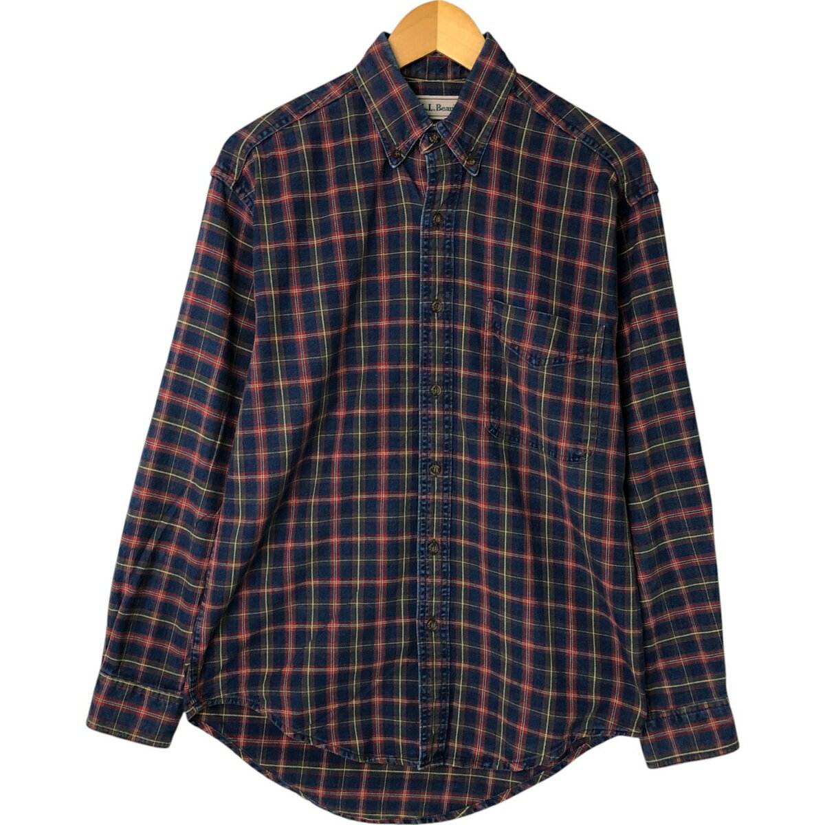 古着 70~80'S エルエルビーン L.L.Bean チェック柄 長袖 ボタンダウンデニムシャツ カナダ製 メンズS相当 ヴィンテージ /eaa531043 【中古】 【250330】 【NL2503】