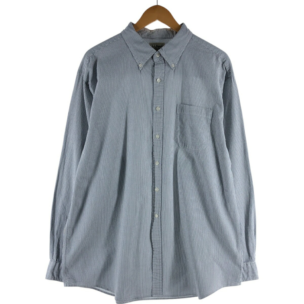 樂天商城 - 古着 90~00'S エルエルビーン L.L.Bean シアサッカー 長袖 ボタンダウンストライプシャツ メンズXL相当 ヴィンテージ /eaa531101 【中古】 【250322】 【SS2603_50】